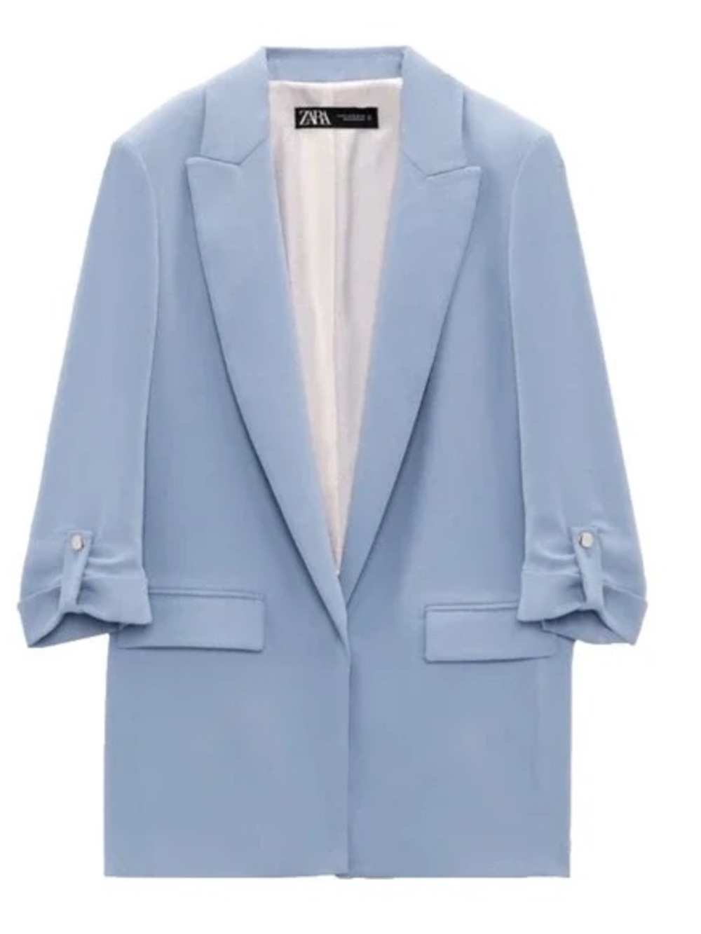 Zara Blue Blazer with Rolled-Up Sleeves